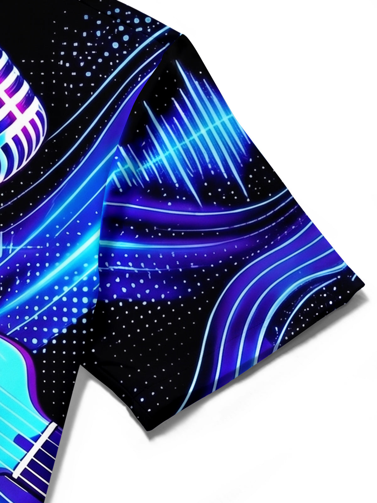 Oceanlyte Men's Graphic Neon Electric Guitar Print Short Sleeve Shirt with Chest Pocket