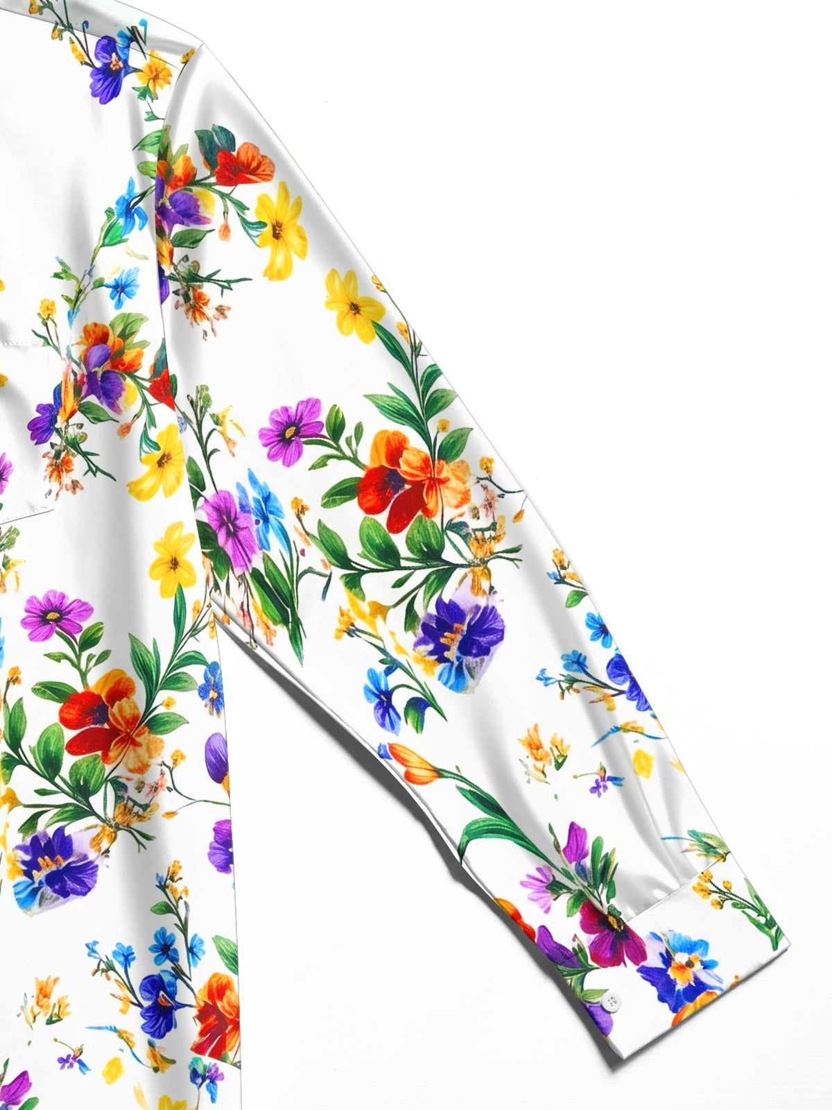 Oceanlyte Men's Colorful Wildflower Floral Print Long Sleeve Button Down Shirt with Chest Pocket