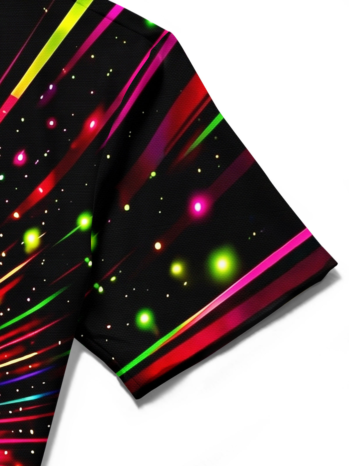 Oceanlyte Men's Retro Disco Ball Print Neon Light Rays Print Short Sleeve Shirt with Chest Pocket