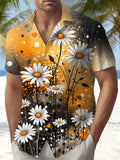 Oceanlyte Men's Graphic Daisy Flower Gradient Print Short Sleeve Button Down Shirt with Chest Pocket