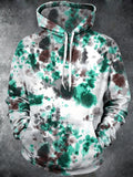 Oceanlyte Men's Abstract Tie Dye Splatter Print Long Sleeve Hoodie with Chest Pocket
