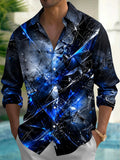 Oceanlyte Men's Abstract Shattered Glass Effect Print Long Sleeve Shirt with Chest Pocket