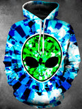 Oceanlyte Men's Graphic Alien Face Print Long Sleeve Hoodie with Chest Pocket