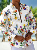 Oceanlyte Men's Colorful Wildflower Floral Print Long Sleeve Button Down Shirt with Chest Pocket