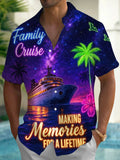 Oceanlyte Men's Graphic Floral Family Cruise Ship Tropical Print Short Sleeve Button Down Shirt with Chest Pocket