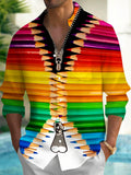 Oceanlyte Men's 3D Colored Pencil Graphic Print Long Sleeve Button Down Shirt with Chest Pocket