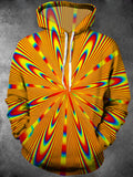 Oceanlyte Men's Radiating Optical Illusion Print Long Sleeve Hoodie with Chest Pocket