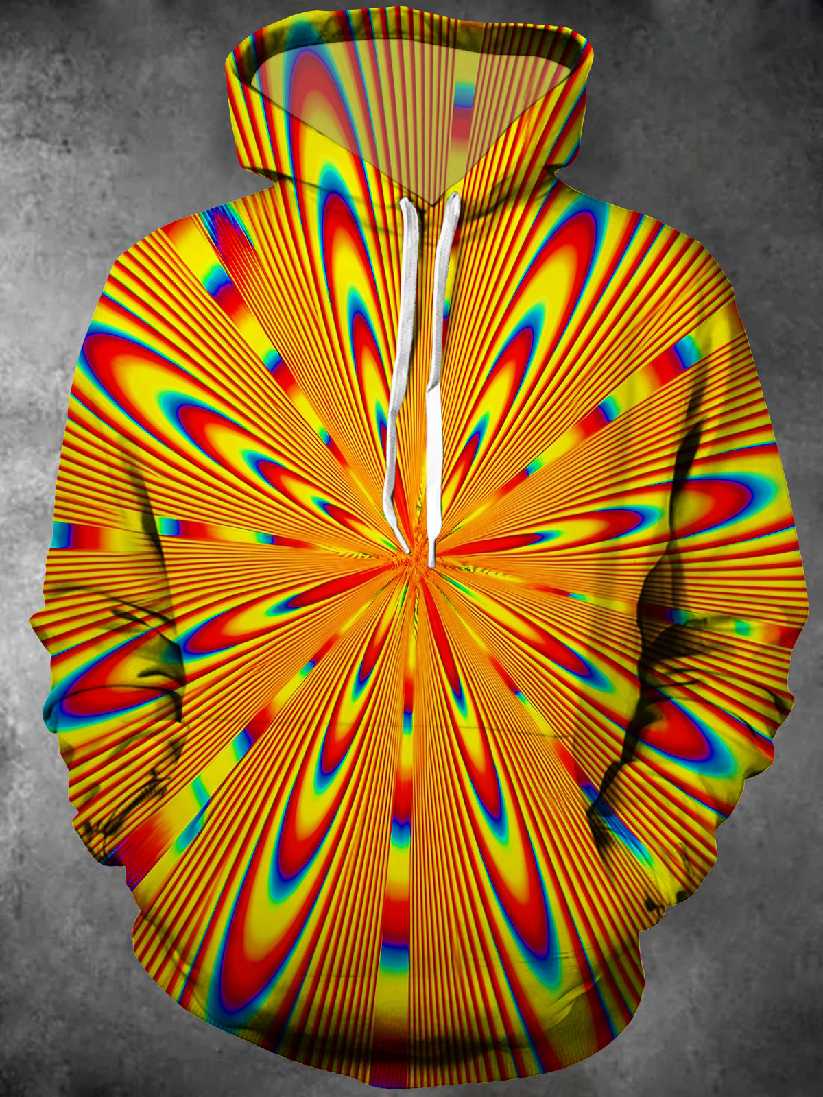 Oceanlyte Men's Radiating Optical Illusion Print Long Sleeve Hoodie with Chest Pocket