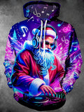 Oceanlyte Men's Graphic Christmas Party Print Long Sleeve Hoodie with Chest Pocket