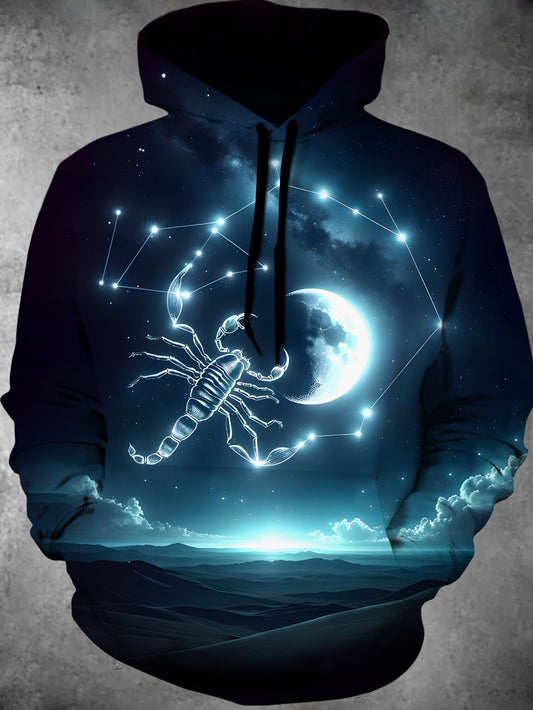 Starry Sky Long Sleeve Hooded Pocket Men's Top