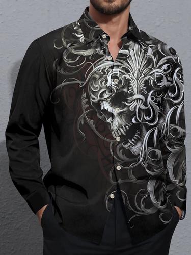 Skull Men's Pocket Long Sleeve Shirts