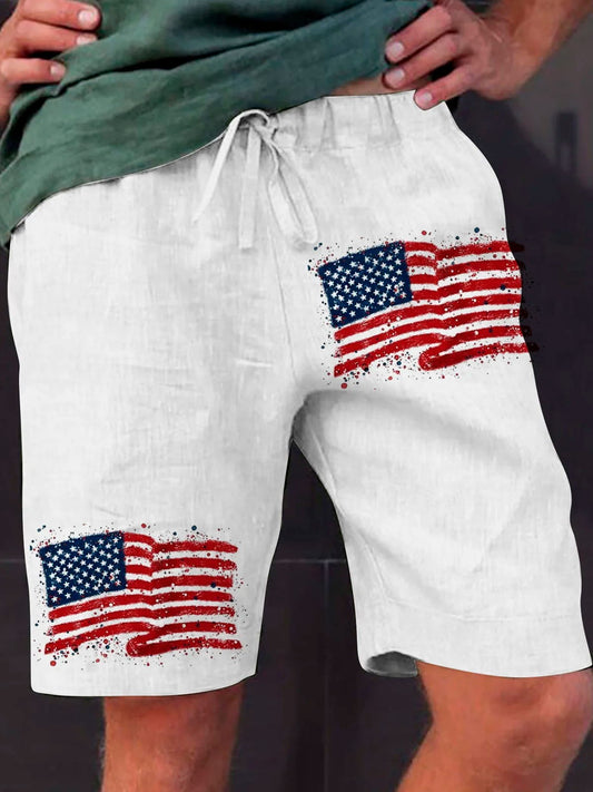 American Flag Independence Day Print Men's Shorts With Pocket