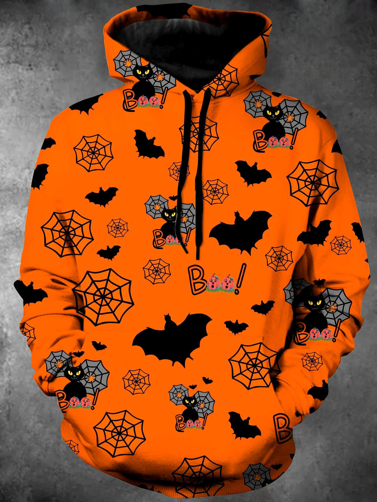 Halloween Long Sleeve Hooded Pocket Men's Top