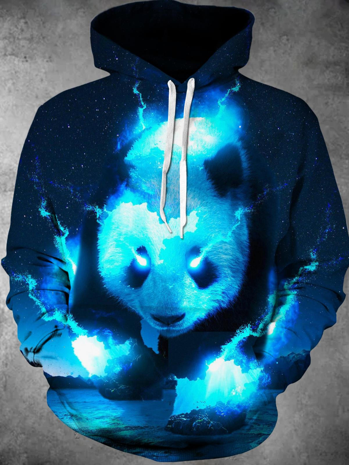 Panda Long Sleeve Hooded Pocket Men's Top