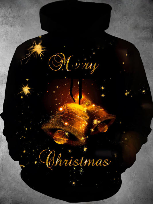 Christmas Bells Long Sleeve Hooded Pocket Men's Top