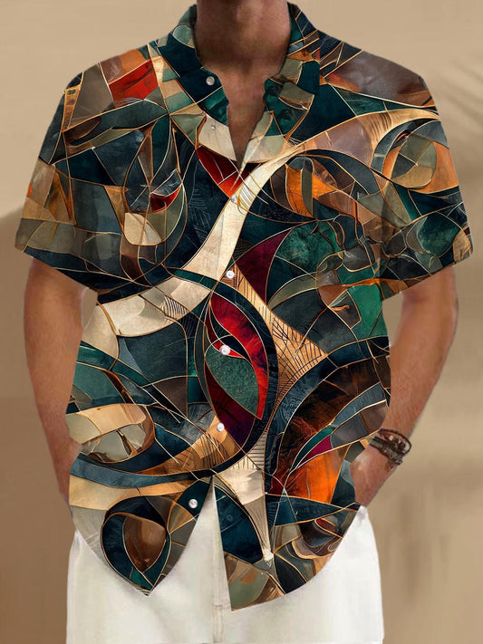 Abstract Men's Pocket Short Sleeve Shirts