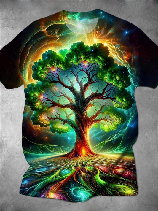 Tree Round Neck Short Sleeve Men's T-shirt