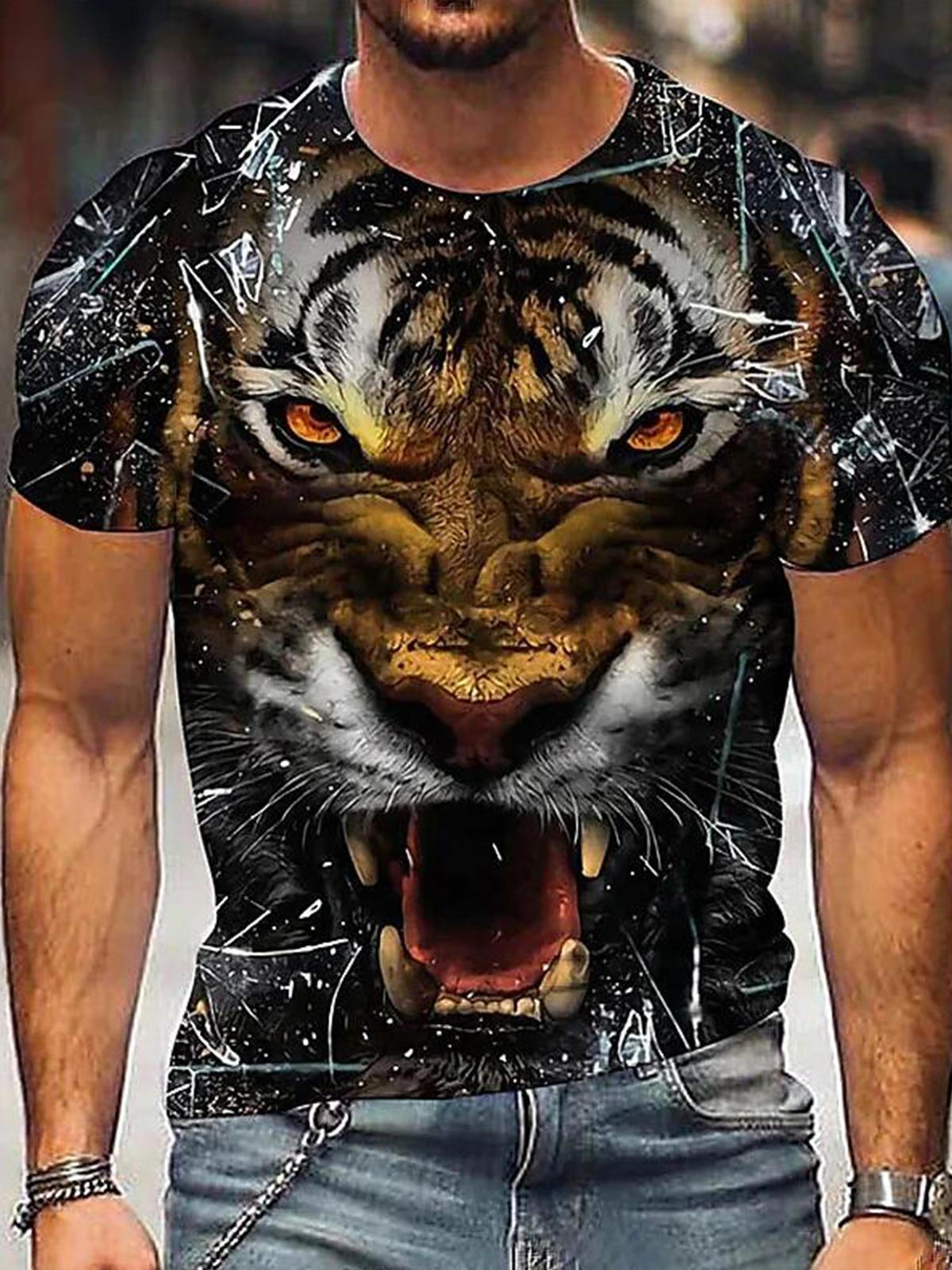 Tiger Personalized Round Neck Short-Sleeved Men's T-Shirt