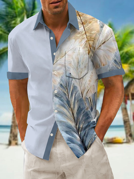 Art Hawaiian Casual Retro Short Sleeve Men's Shirts With Pocket