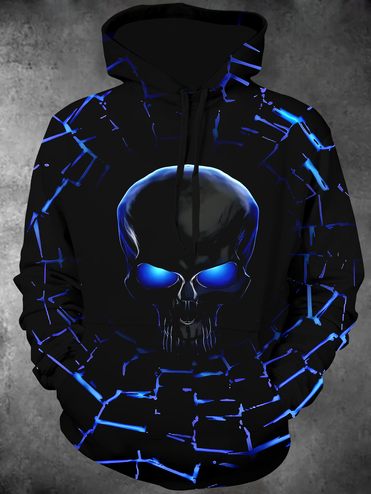 Skull Long Sleeve Hooded Pocket Men's Top