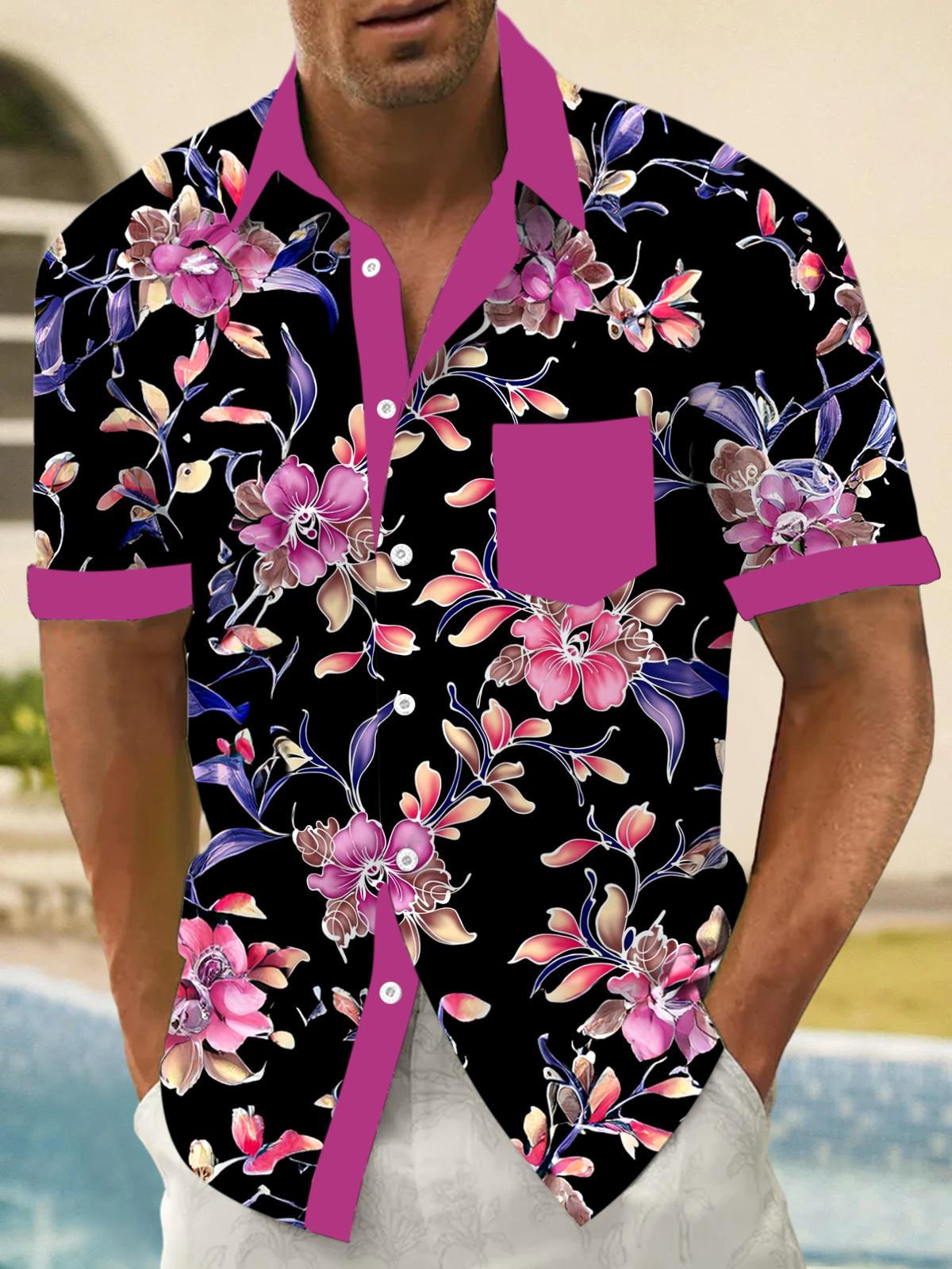 Floral Men's Pocket Short Sleeve Shirts