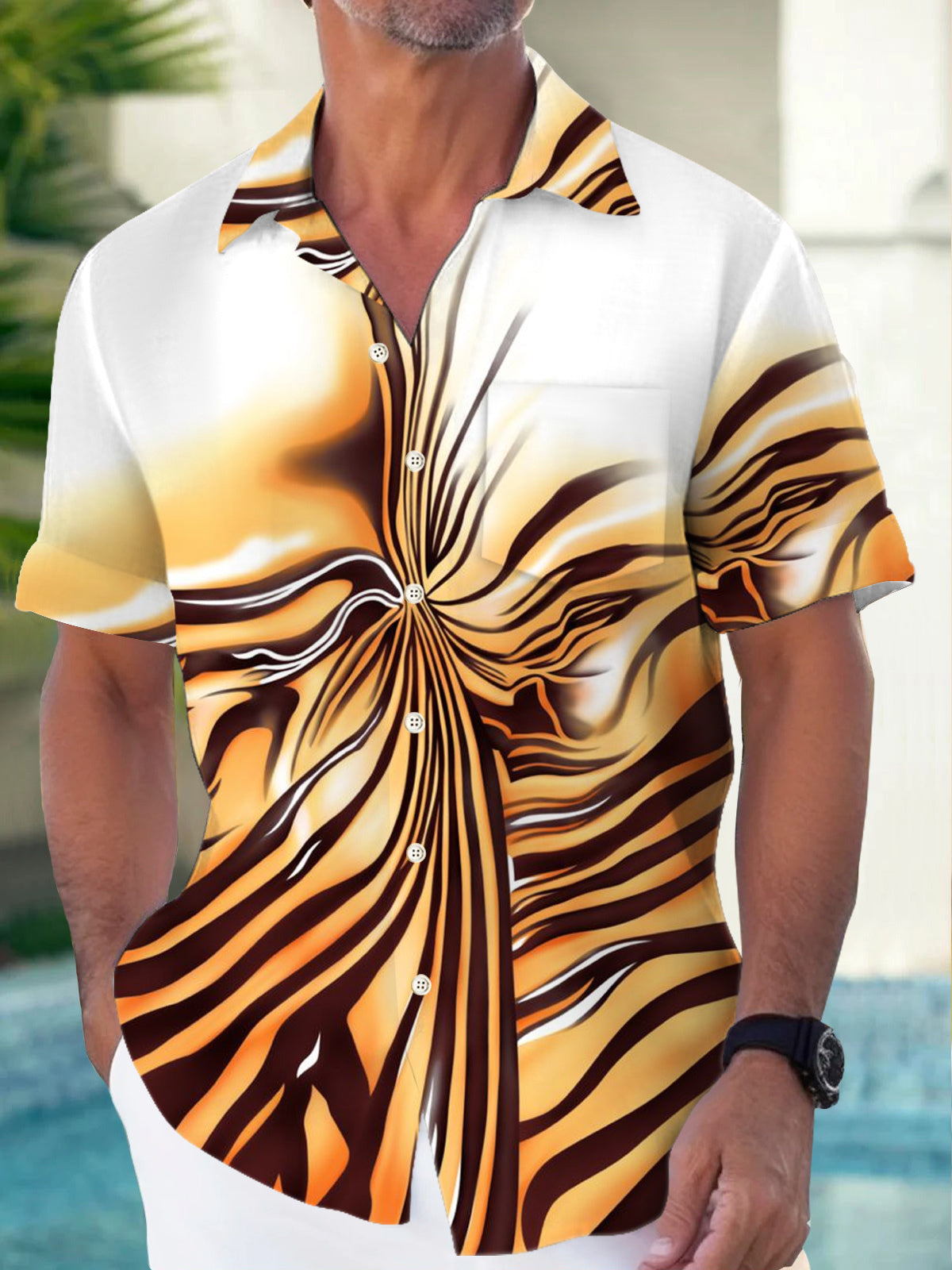 Abstract Men's Pocket Short Sleeve Shirts