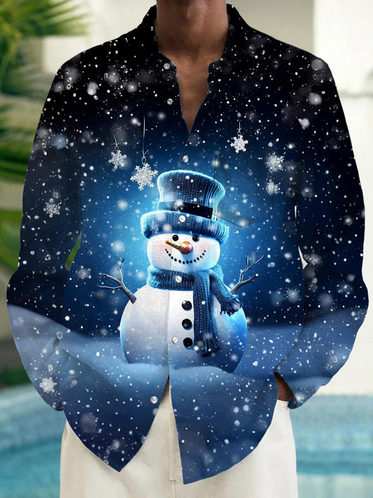 Snowman Men's Pocket Long Sleeve Shirts