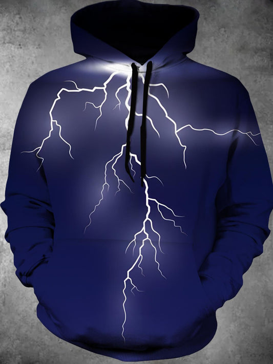 Lightning Long Sleeve Hooded Pocket Men's Top