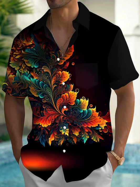 Floral Men's Pocket Short Sleeve Shirts