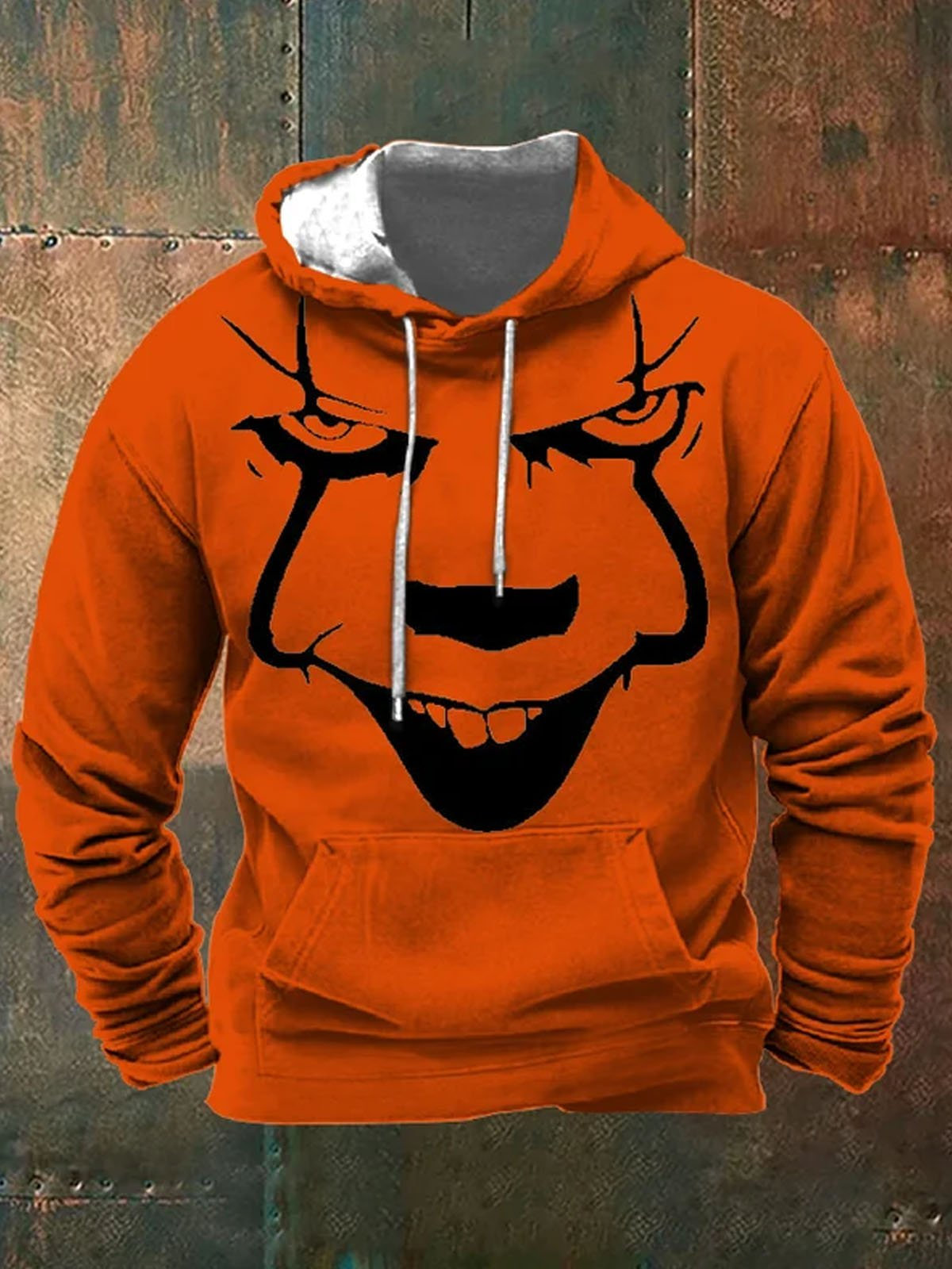 Halloween Long Sleeve Hooded Pocket Men's Top