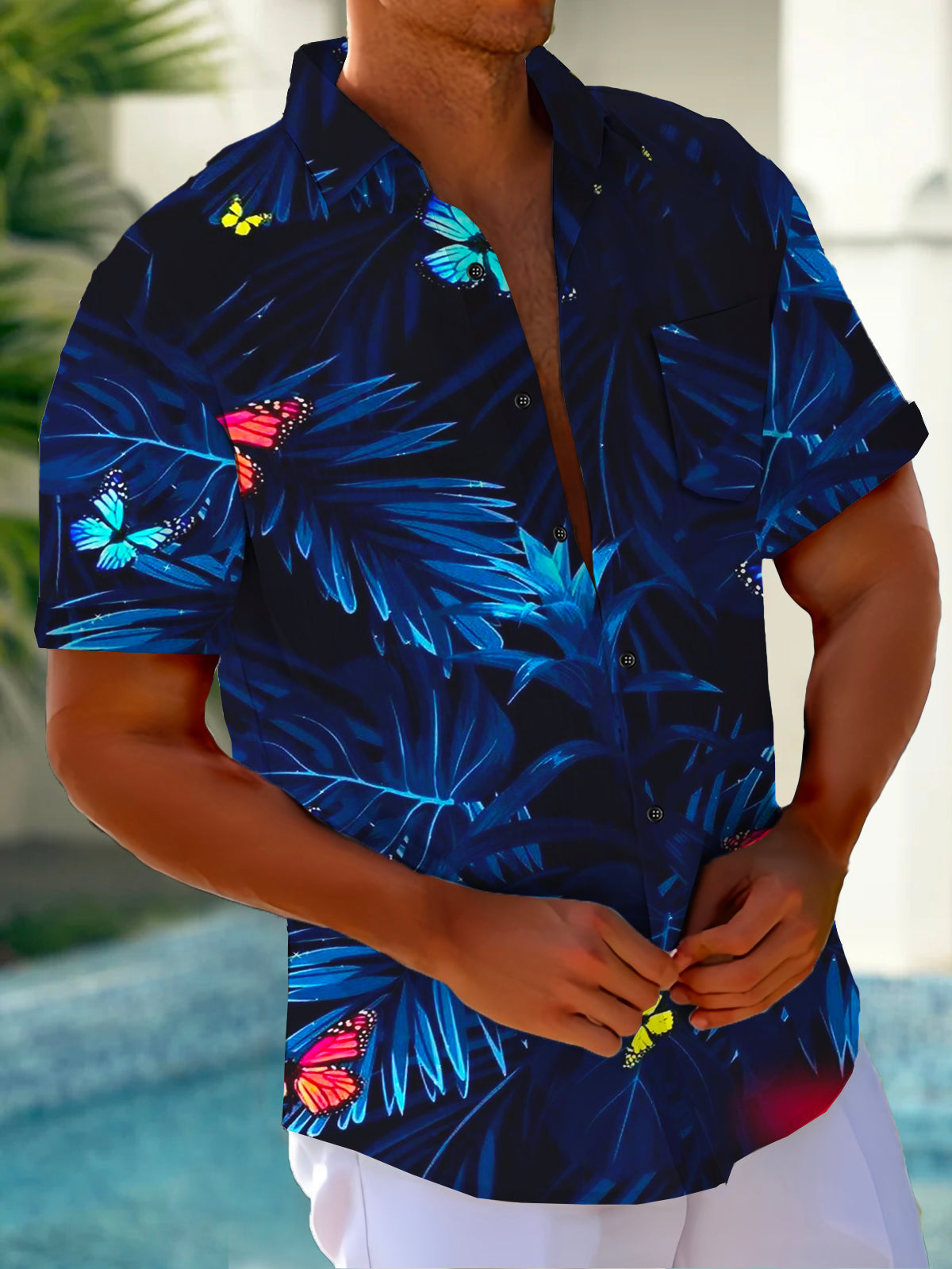 Art Hawaiian Casual Retro Short Sleeve Men's Shirts With Pocket