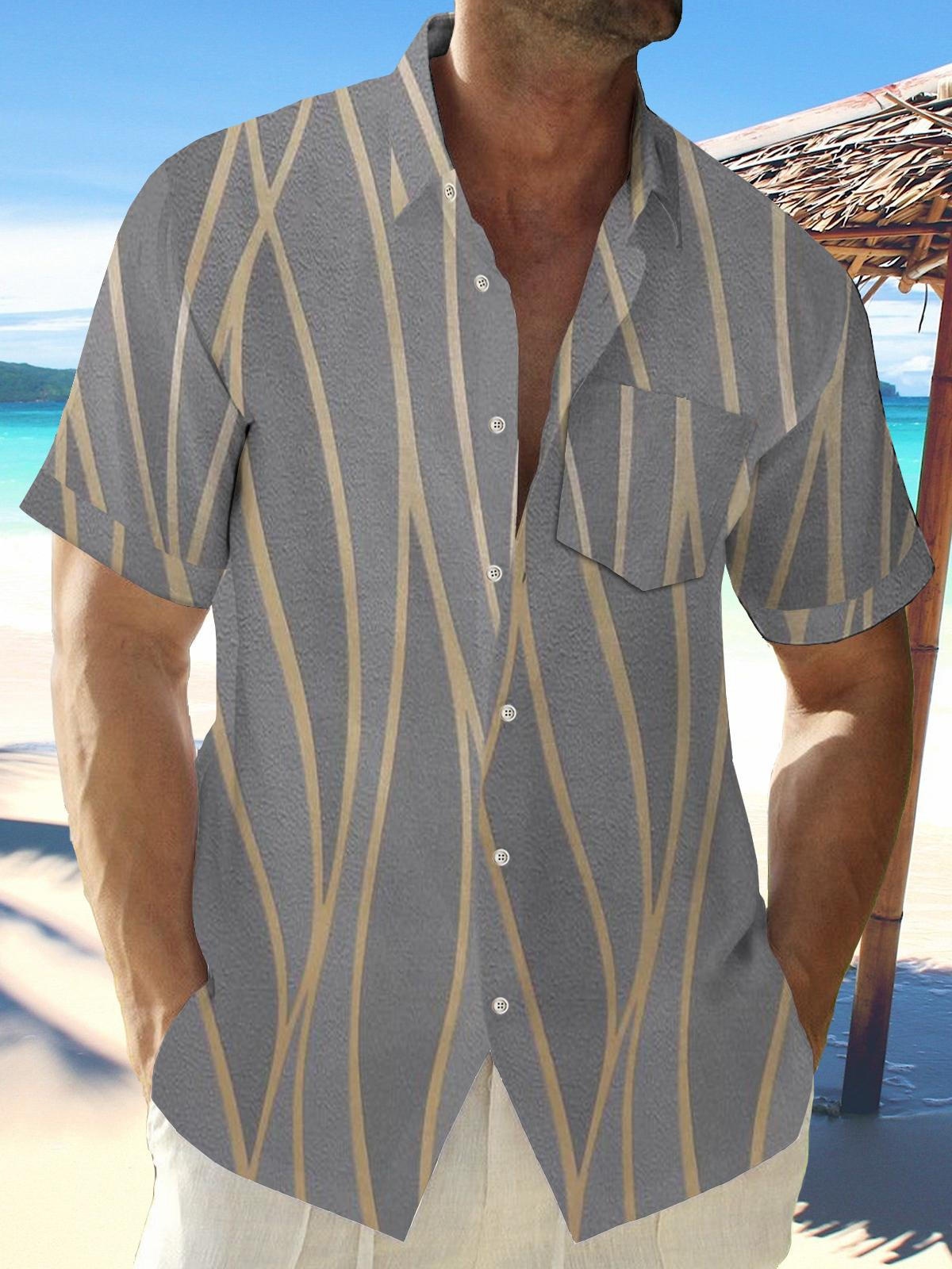 Art Hawaiian Casual Retro Short Sleeve Men's Shirts With Pocket