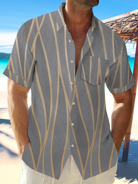 Art Hawaiian Casual Retro Short Sleeve Men's Shirts With Pocket