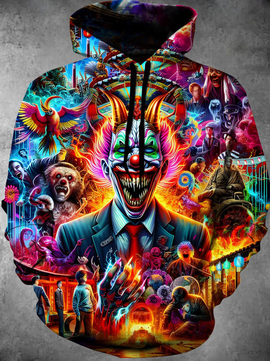 Dark Clown Long Sleeve Hooded Pocket Men's Top