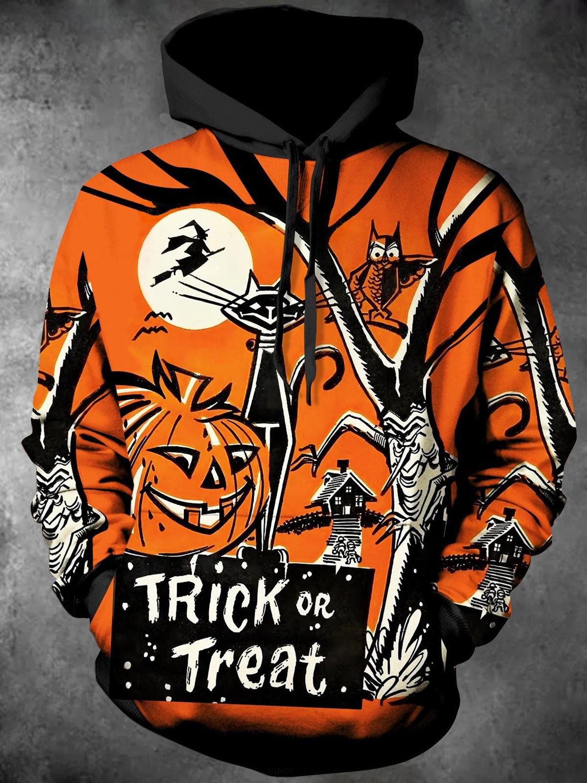 Halloween Long Sleeve Hooded Pocket Men's Top