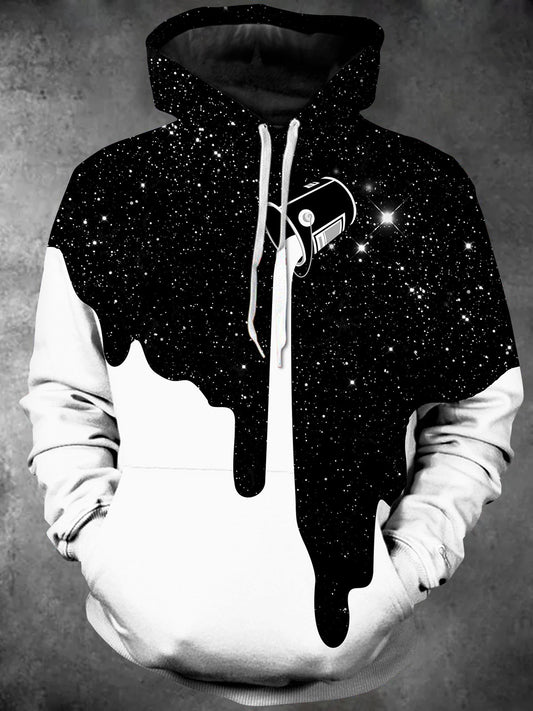 Dripping Space Long Sleeve Hooded Pocket Men's Top