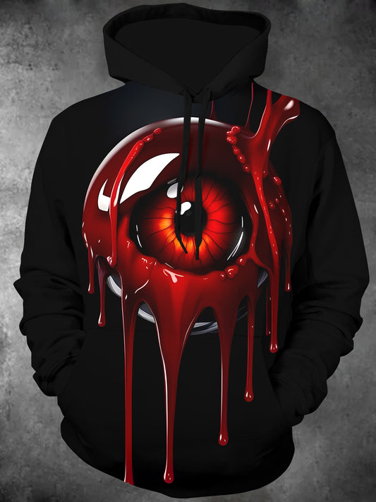 Eyes Long Sleeve Hooded Pocket Men's Top