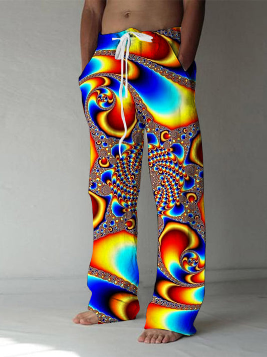 Abstract Gradient Print Men's Casual Elastic Waist Pants