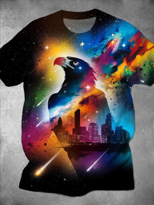 Eagle Round Neck Short Sleeve Men's T-shirt