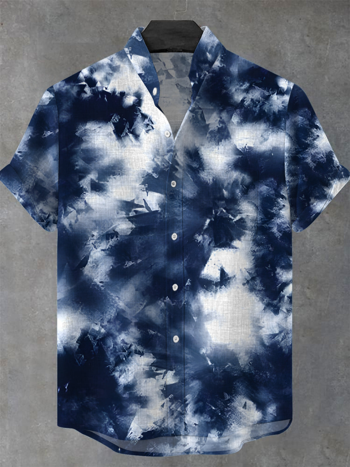 Tie Dye Men's Pocket Short Sleeve Stand Collar Shirts