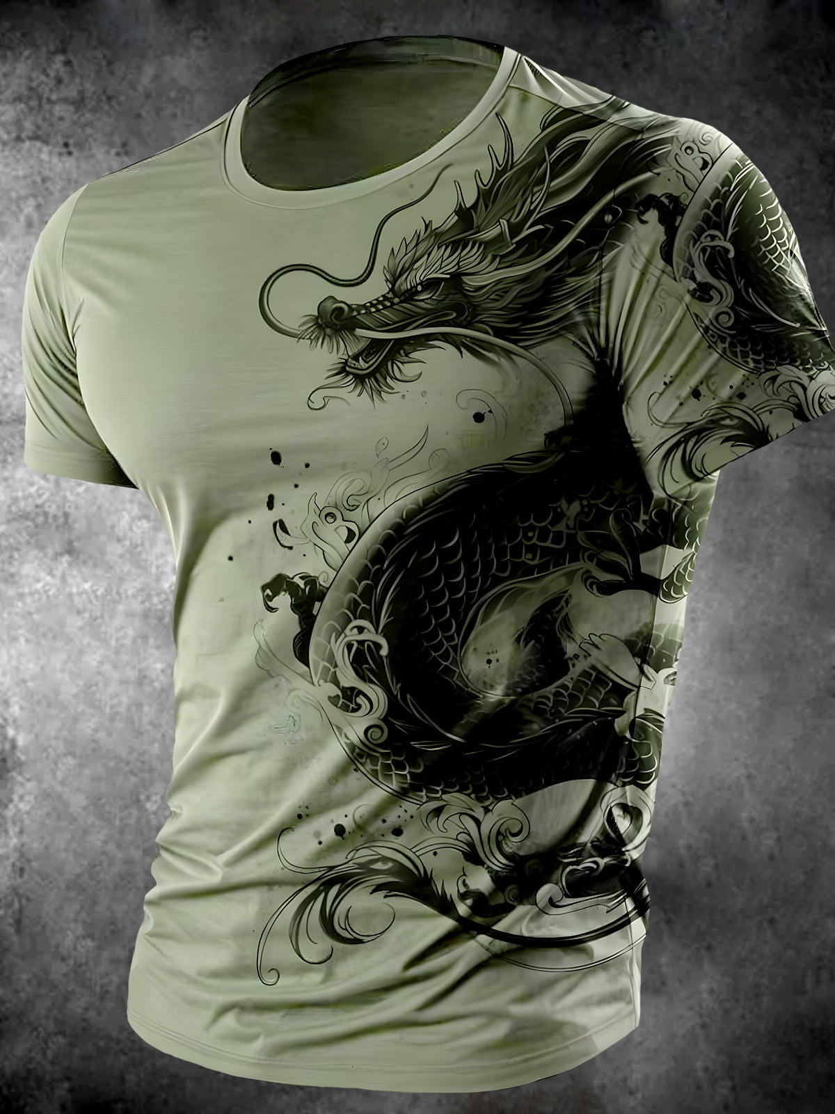 Dragon Round Neck Short Sleeve Men's T-shirt