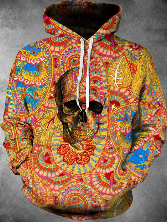 Skull Long Sleeve Hooded Pocket Men's Top