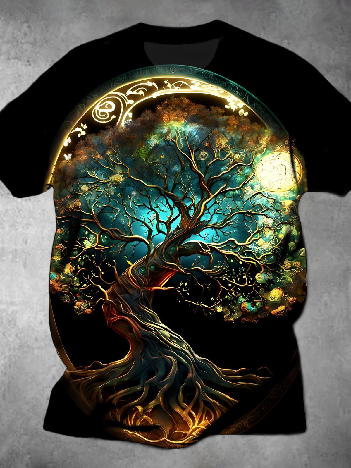 Tree Round Neck Short Sleeve Men's T-shirt