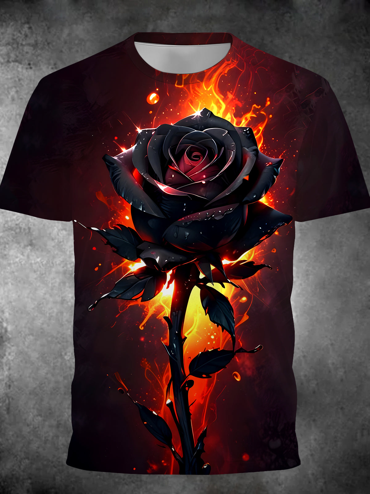 Rose Round Neck Short Sleeve Men's T-shirt