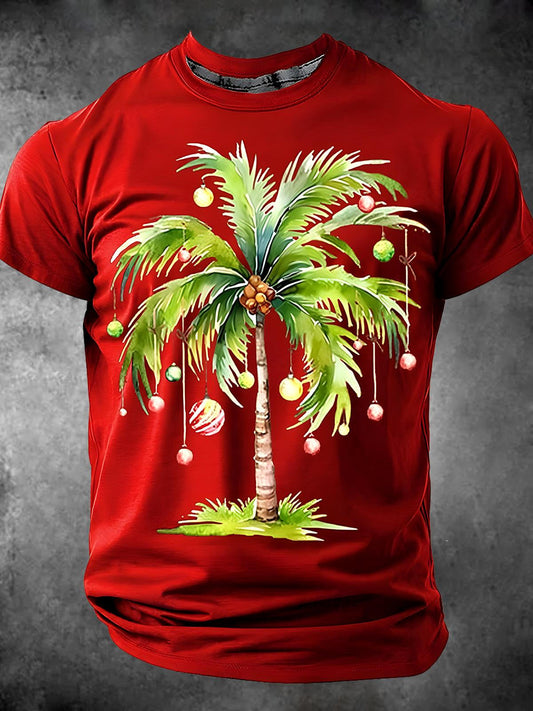 Christmas Tree Round Neck Short Sleeve Men's T-shirt