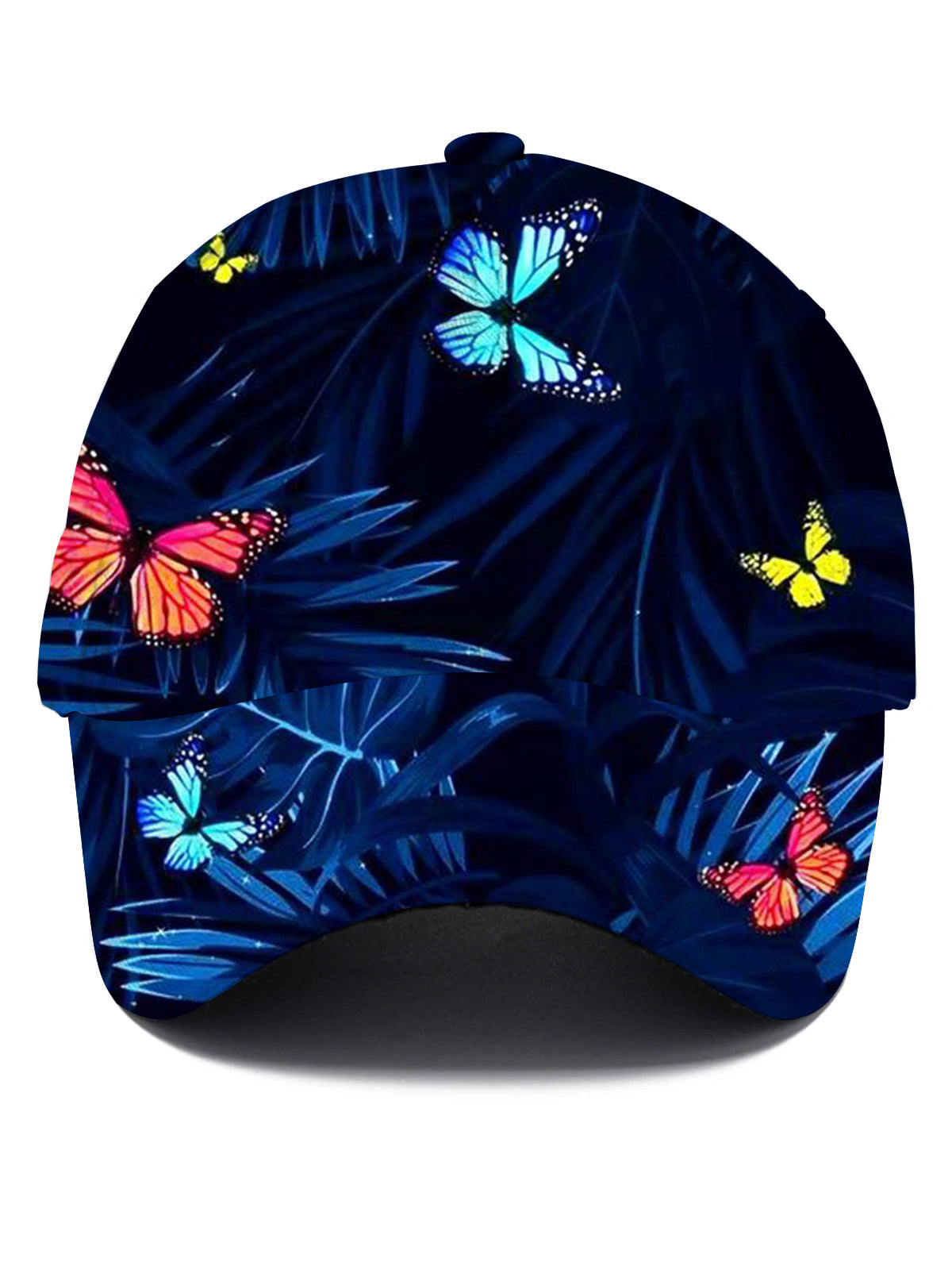 Butterfly Blue Flower Print Men's Print Baseball Cap