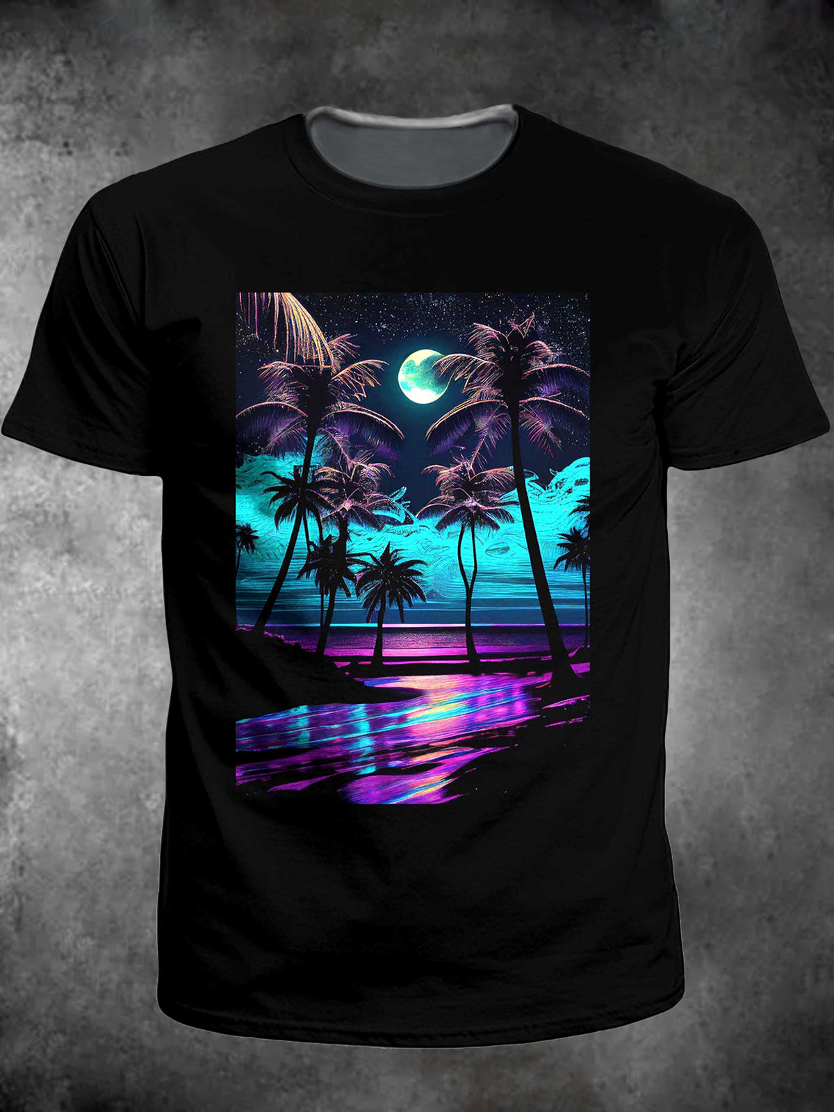 Coconut Tree Round Neck Short Sleeve Men's T-shirt