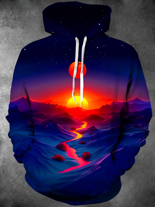 Sunset Long Sleeve Hooded Pocket Men's Top