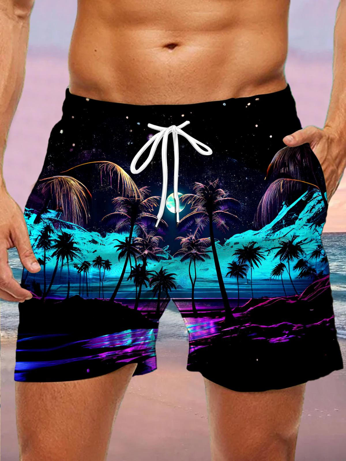 Coconut Tree Men's Print Pocket Shorts