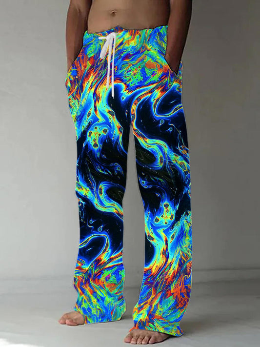 Abstract Men's Casual Elastic Waist Pants